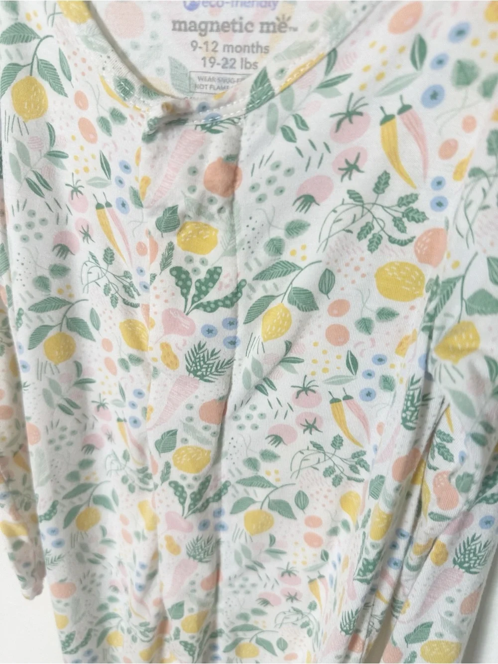 Magnetic Me Footie Onesie Fruit and Veggie Print 9-12 Months